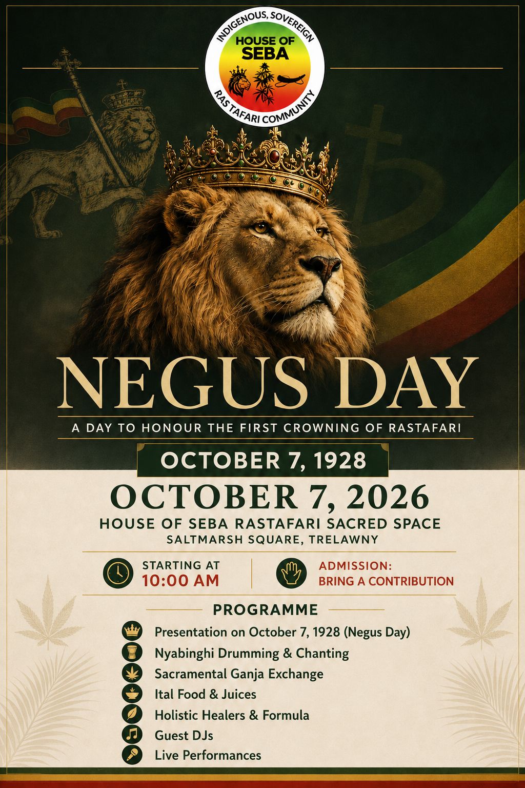House of SEBA Negus Day event poster